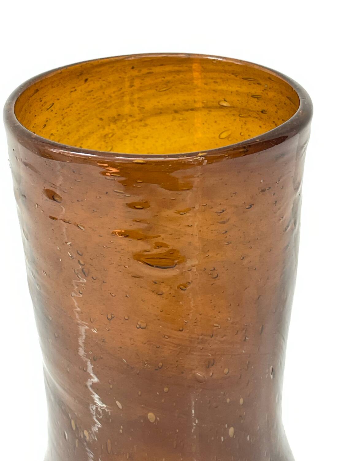 Vintage amber blown glass artisanal vase