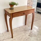 Vintage wood and marble console desk