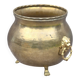 Vintage round flower pot copper brass planter lion feet