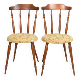 Pair of chairs in turned wood and fabric, vintage, dating from 1960.