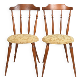 Pair of chairs in turned wood and fabric, vintage, dating from 1960.