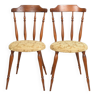 Pair of chairs in turned wood and fabric, vintage, dating from 1960.