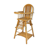 Chaise pour bébé vintage en bois et cannage