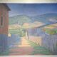 Old painting, landscape Monts du Lyonnais, signed, mid-twentieth century