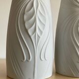 Trio of Op Art vases by KPM Germany in biscuit porcelain