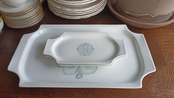 3 plats de service Jammet-Seignolles en porcelaine de Limoges. Parabole, décor Turku