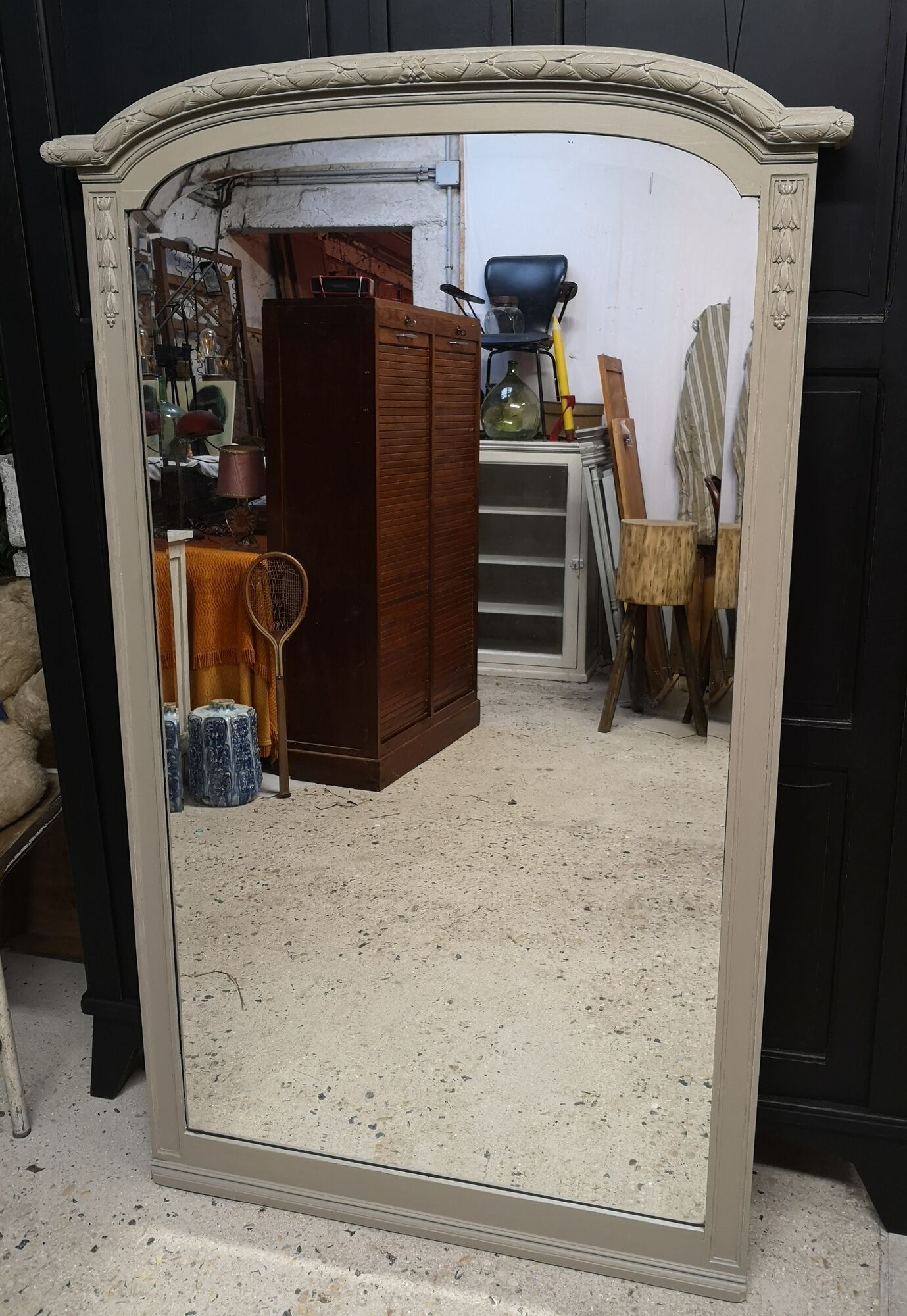 Mirror trumeau 1900 patina shabby chic gustavien ice 160 x 97