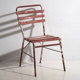 Anciennes chaises de terrasse rouges et blanches (vers 1920). Ensemble de 4 pièces