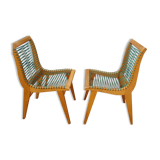 4 Louis Sognot chairs, green yarn