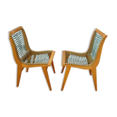 4 Louis Sognot chairs, green yarn