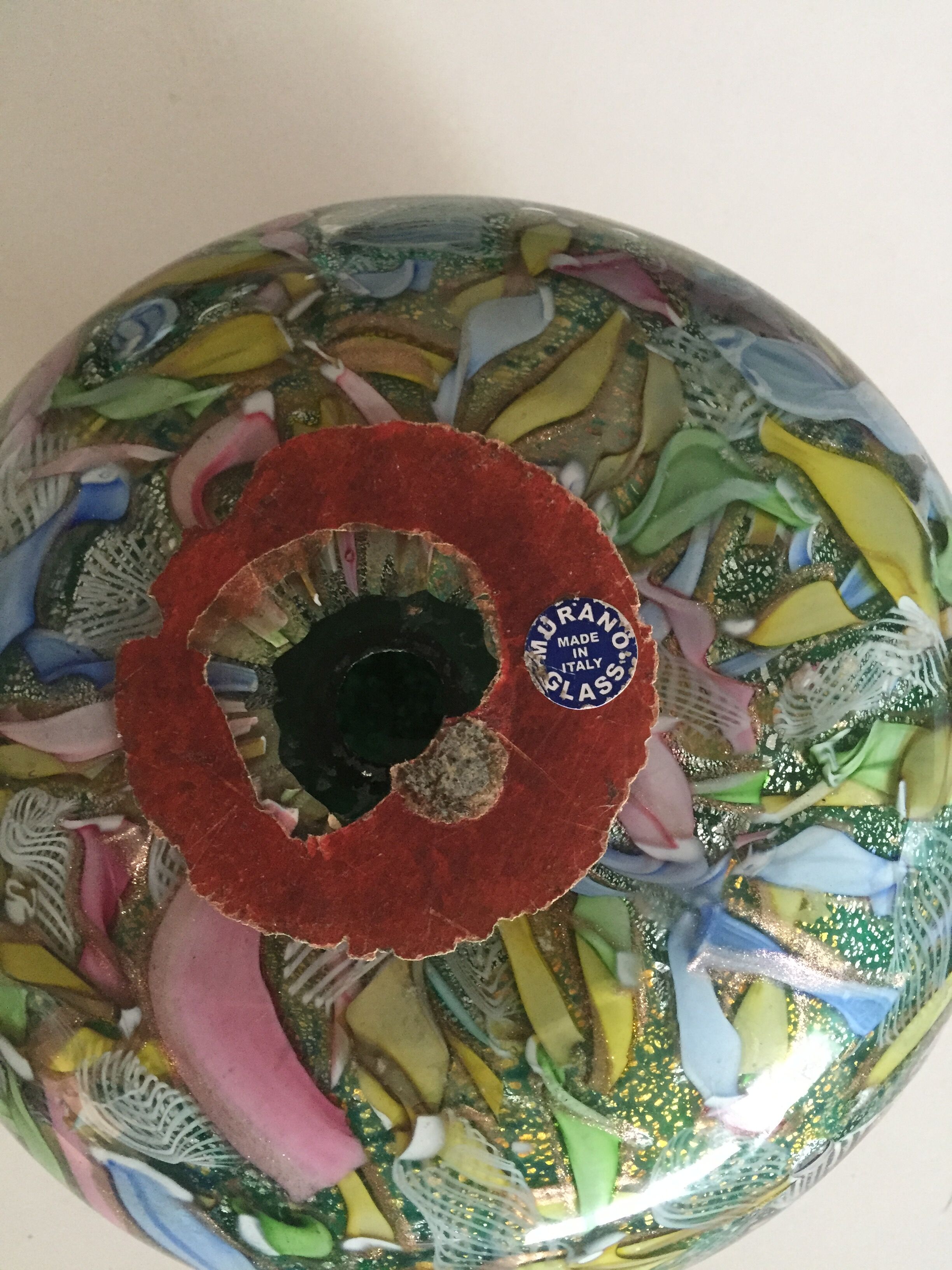 Sulfur millefiori Murano press crystal paper