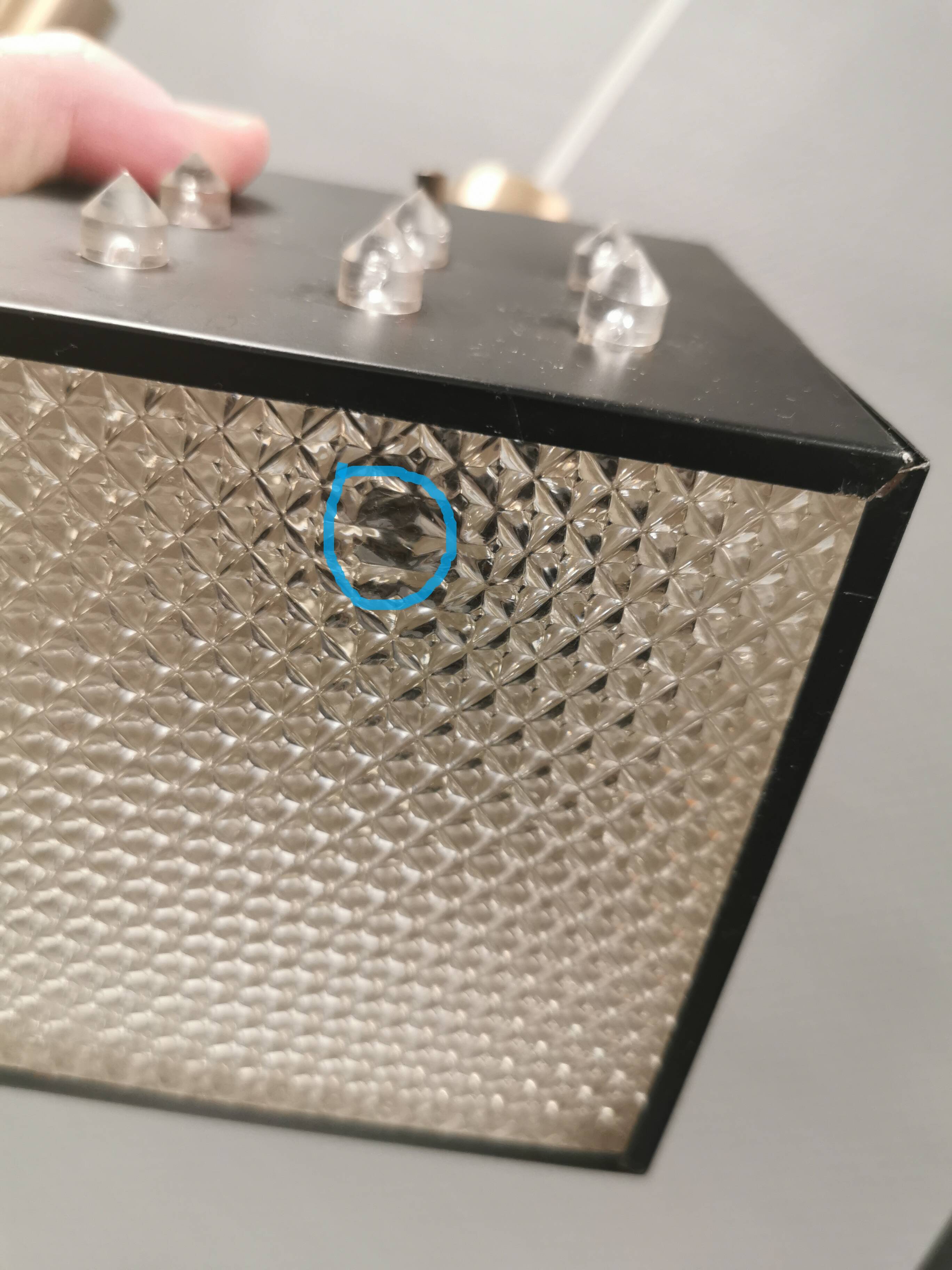 Three older square pendant lamps in Space-Age style, Denmark 1980s