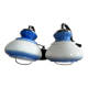 A vintage blue and white Space Age pendant by Harvey Guzzini, 1970.