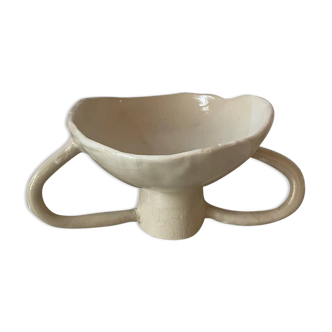 White bowl with large handles