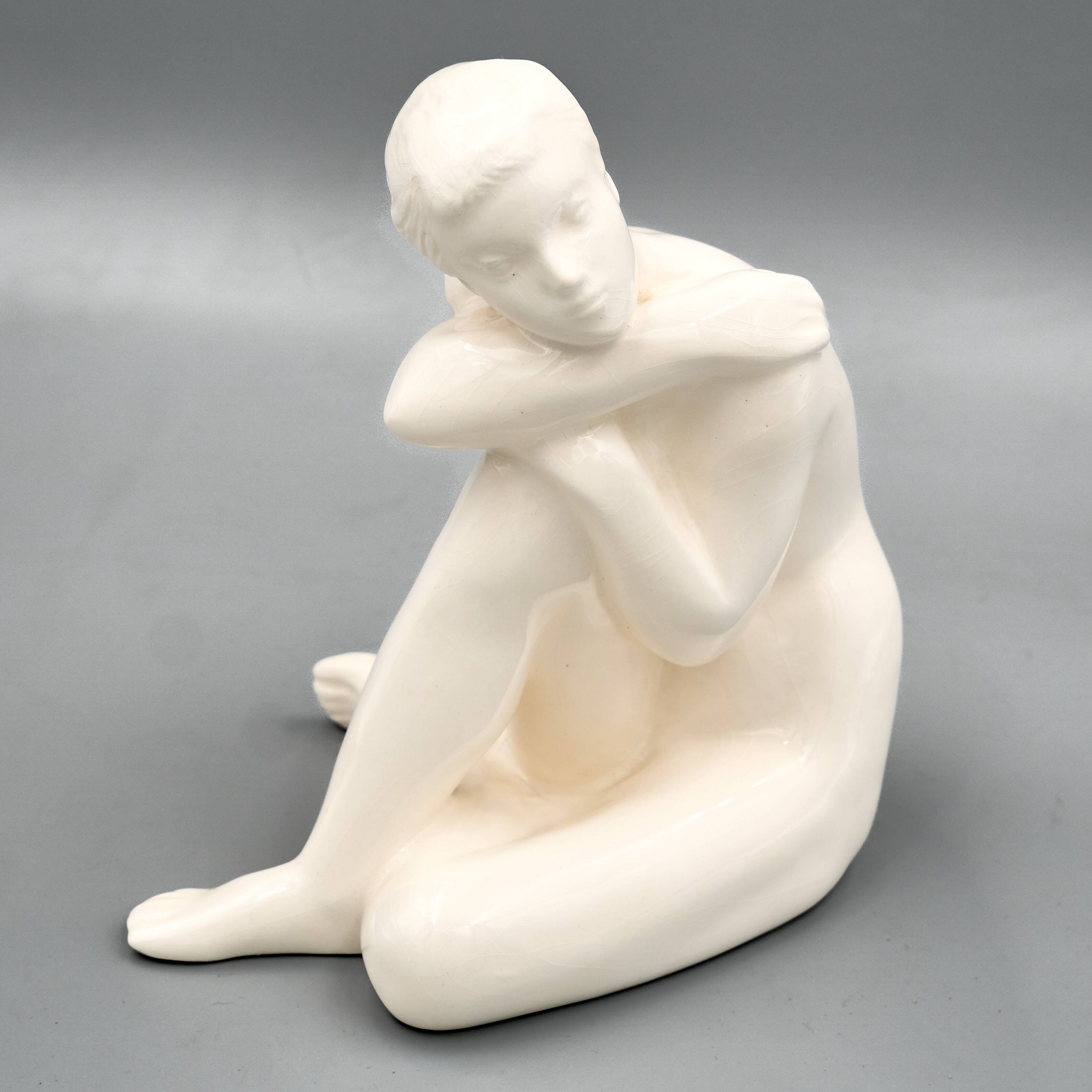 Ceramic Woman Figure, Jihokera Bechyně, 1960s Czechoslovakia