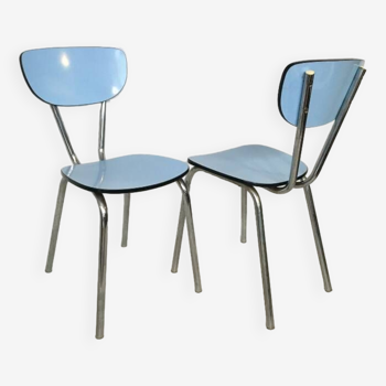 Paire de chaise en formica bleu