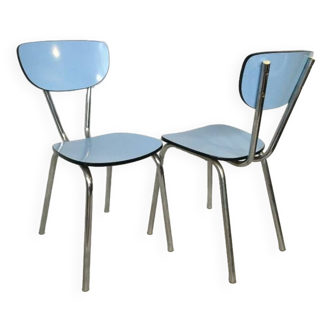 Pair of blue formica chairs