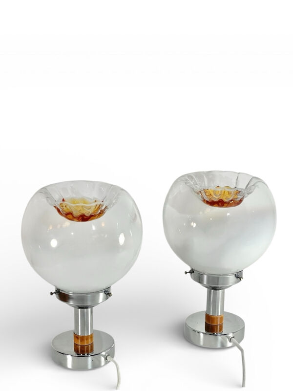 Paire de lampes de table grands globes Murano 70’