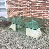 Table basse en travertin et verre, Carlo Scarpa, Italy, 1970s