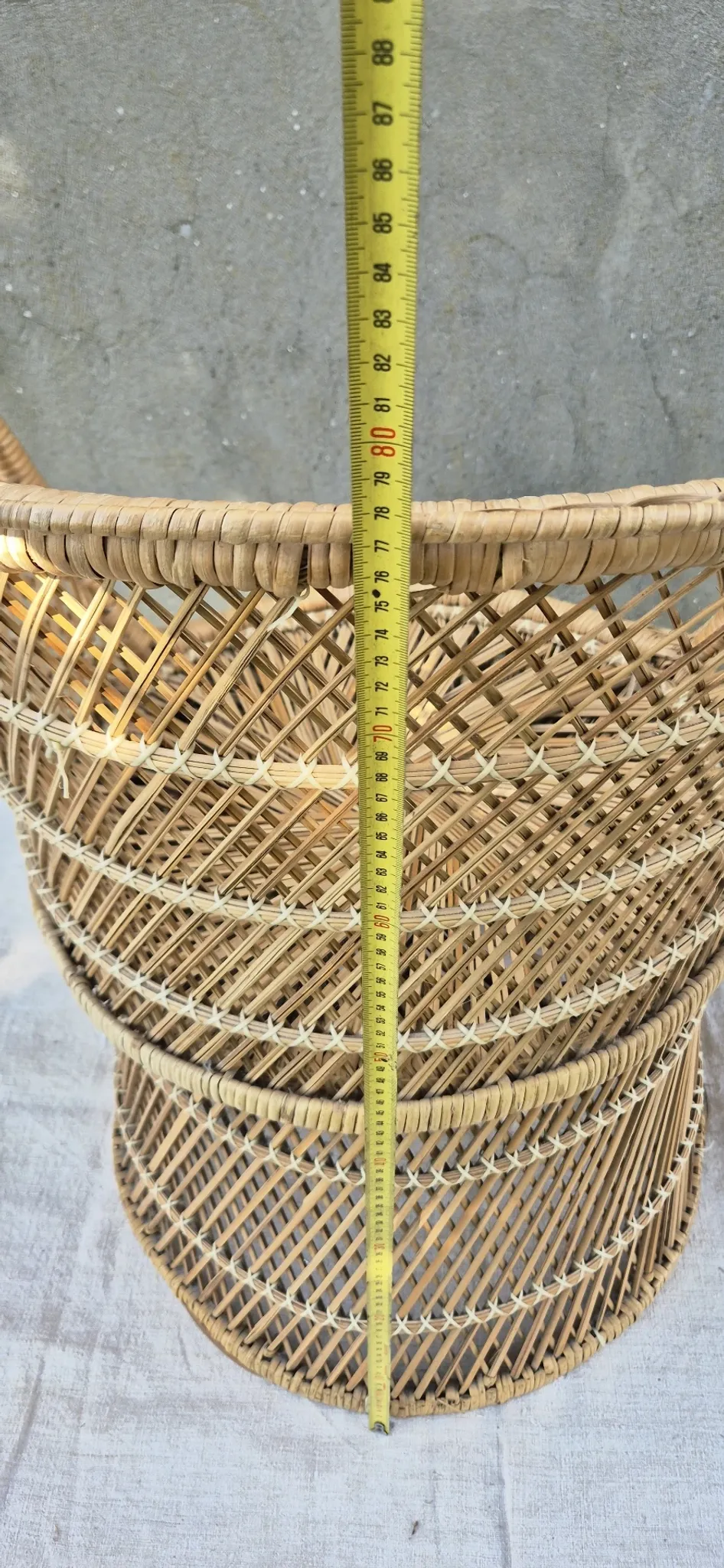 Vintage woven rattan/basket barrel chair