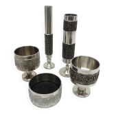 Set of 5 brutalist steel vases and bowls 1970