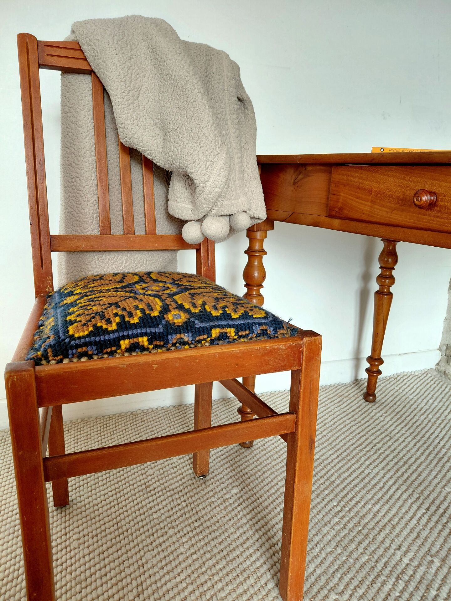Fischel bistro chair "Indislocables" solid wood 1940s-1950s