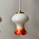 Set of 4 suspensions tulips in opaline orange gradient thread orange and white 70s