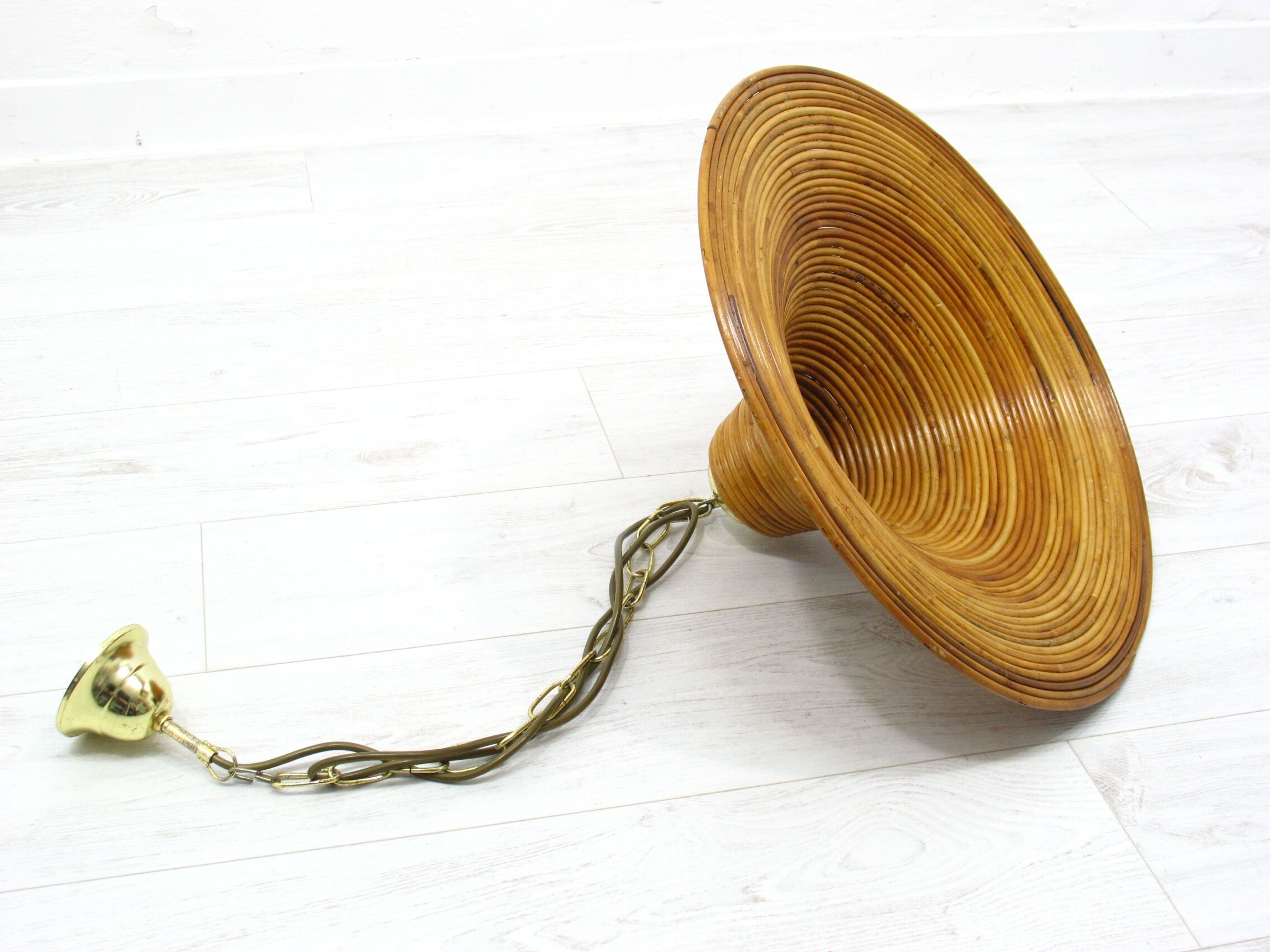 Suspension vintage en bambou, années 1970