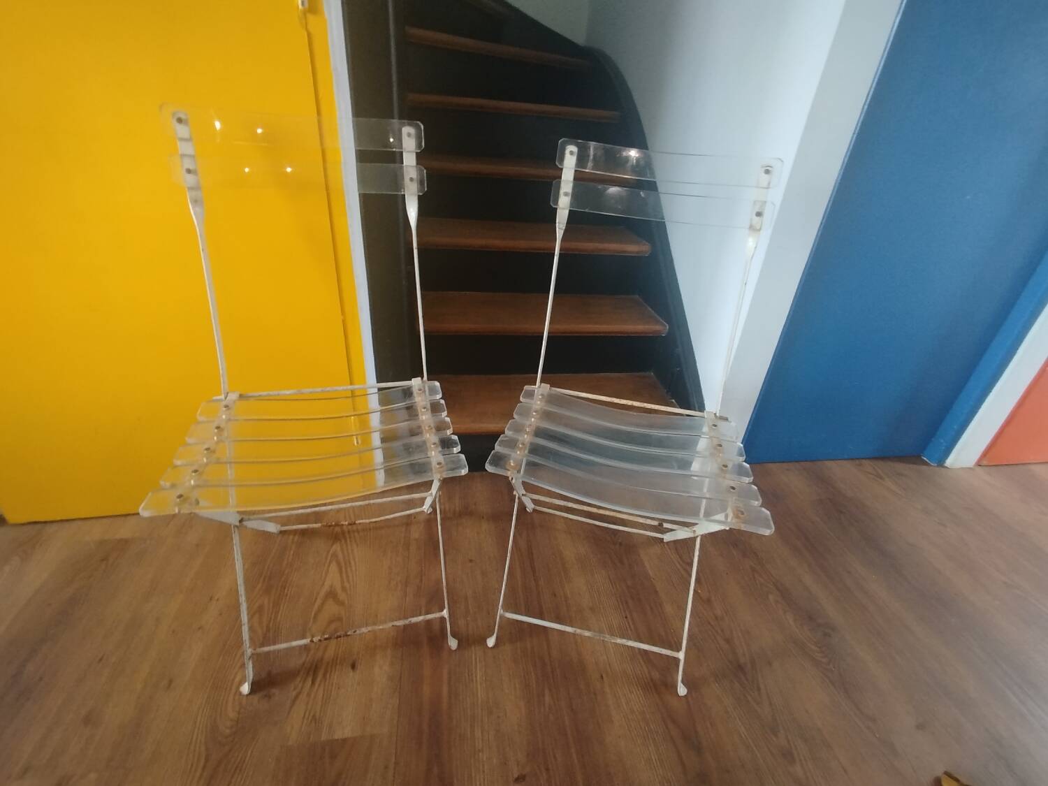 Pair of vintage folding chairs "The Invisibles" by Lebovici and Berthet