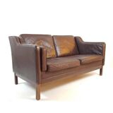 Vintage brown Danish leather sofa Mogens Hansen