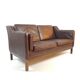Vintage brown Danish leather sofa Mogens Hansen