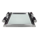 Art Deco metal and wood tray