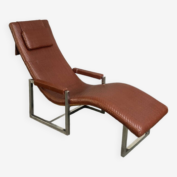 Chaise longue en cuir et chrome ralph lauren - usa années 1990