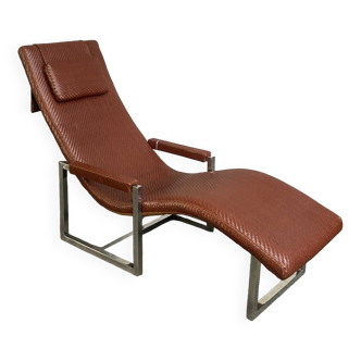 Ralph lauren leather & chrome lounge chair - usa 1990's