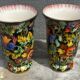 Paire de Vase en Céramique Peint Main H 31 cm signés Hubert Béquet