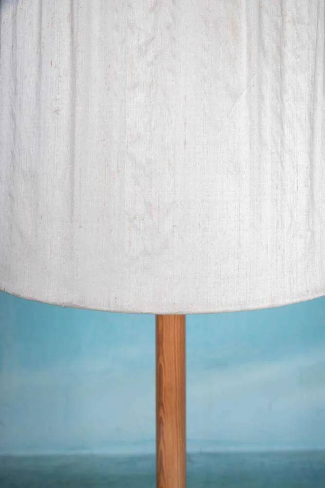 Vintage Swedish wooden floor lamp with pleated shade from the 1960s.