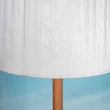 Vintage Swedish wooden floor lamp with pleated shade from the 1960s.