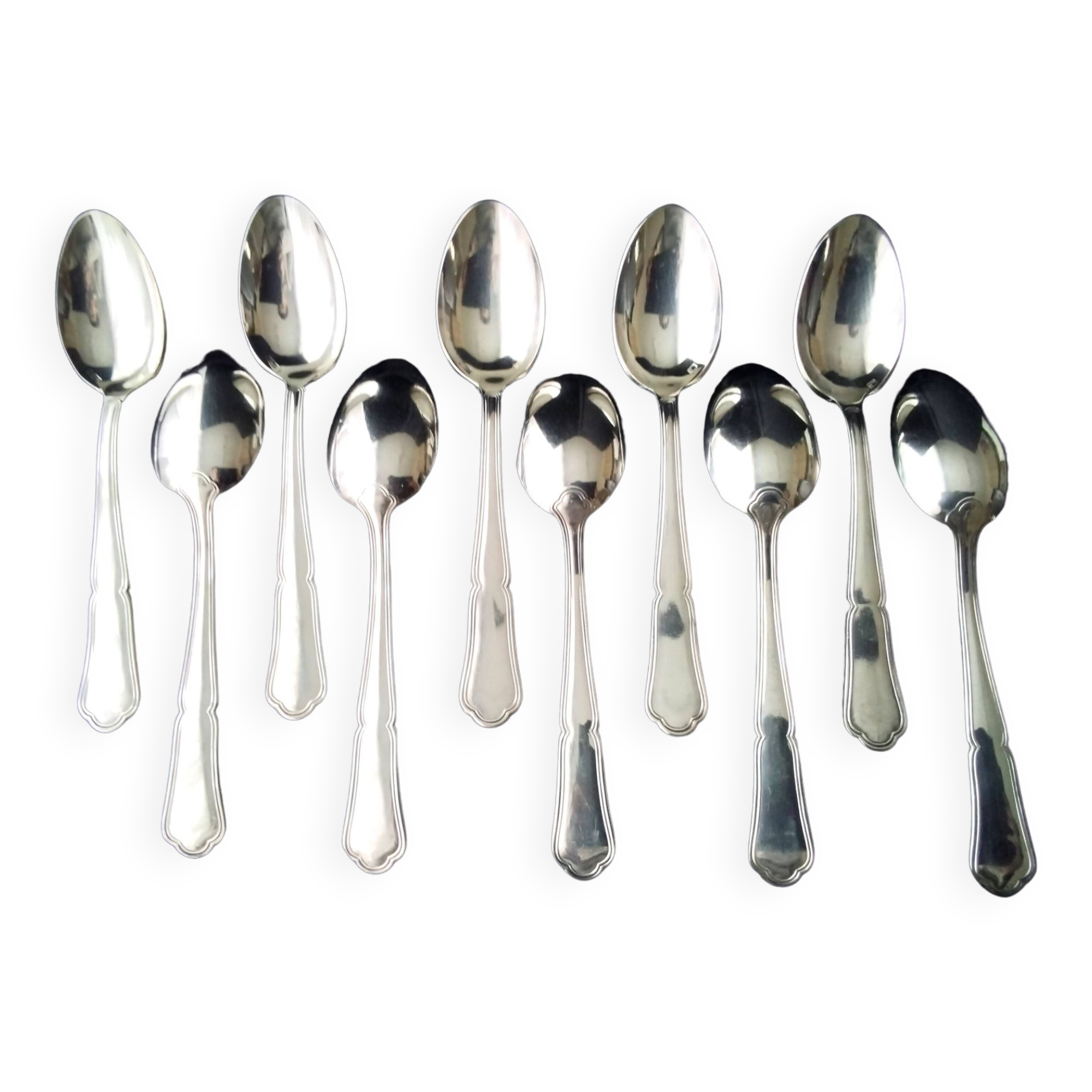 10 Silver-plated teaspoons, Regency Style
