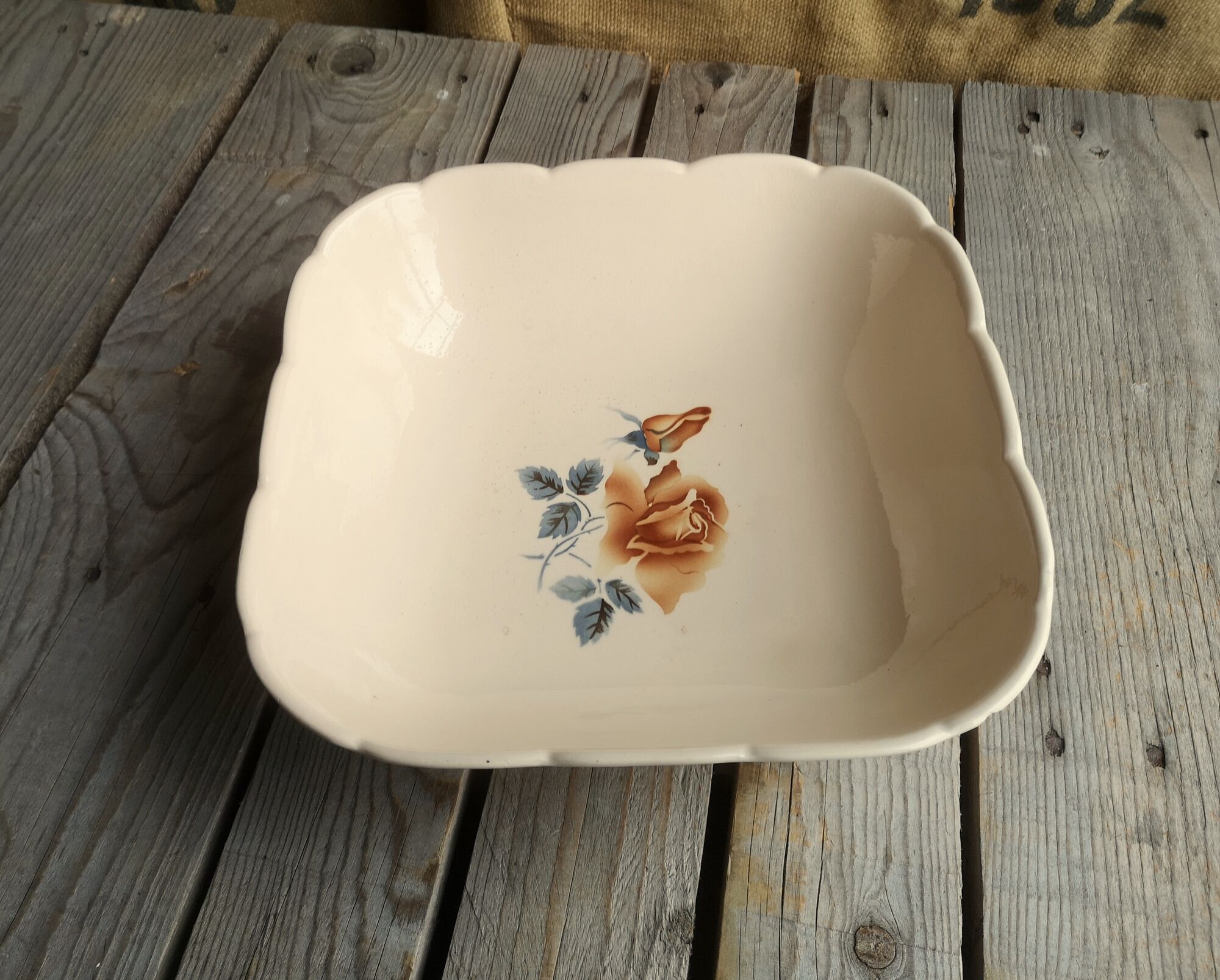 Ancient Saladier in Pink Ceramics by Digoin Sarreguemines Floral Decoration