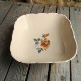 Ancient Saladier in Pink Ceramics by Digoin Sarreguemines Floral Decoration