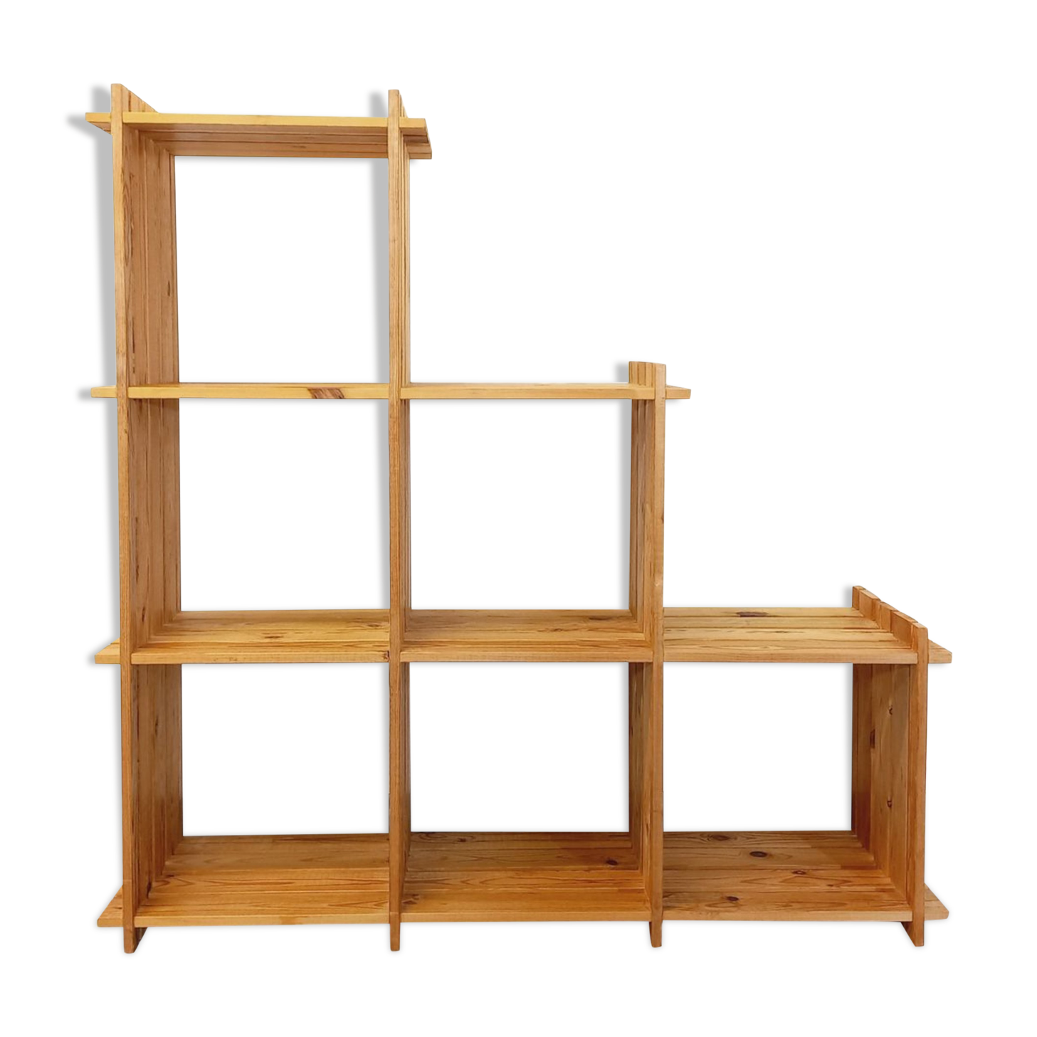 Bookcase vintage pine staircase shelf from the 80s in the style of Maison Regain