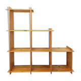 Bookcase vintage pine staircase shelf from the 80s in the style of Maison Regain