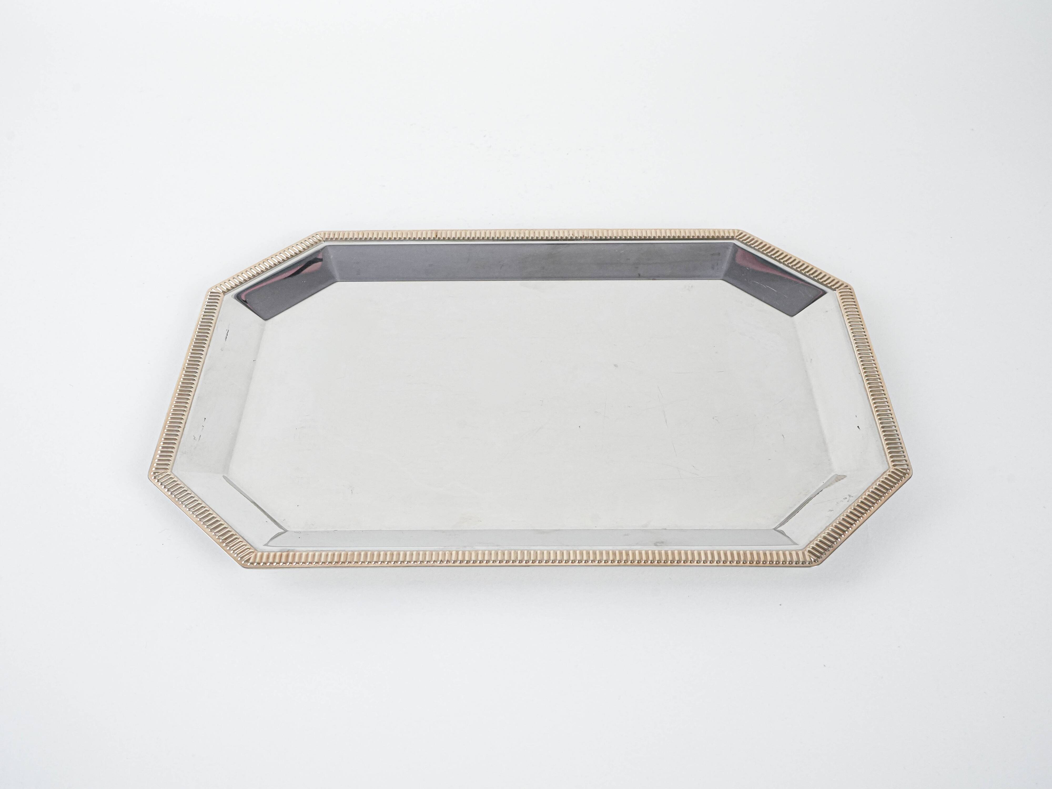 Stainless steel tray, Italian design, 1970s, made in Italy