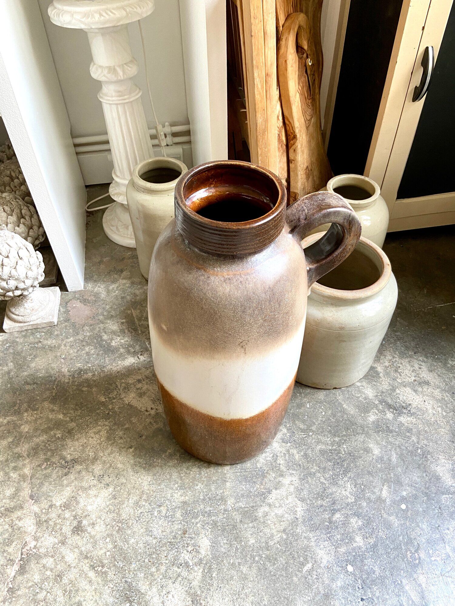 W. Germany vase in brown and beige glazed ceramic
