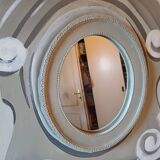 Mirror in whitewashed wood on painted canvas
