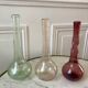 trio of Biot bubbled glass vases signed green 60s-70s