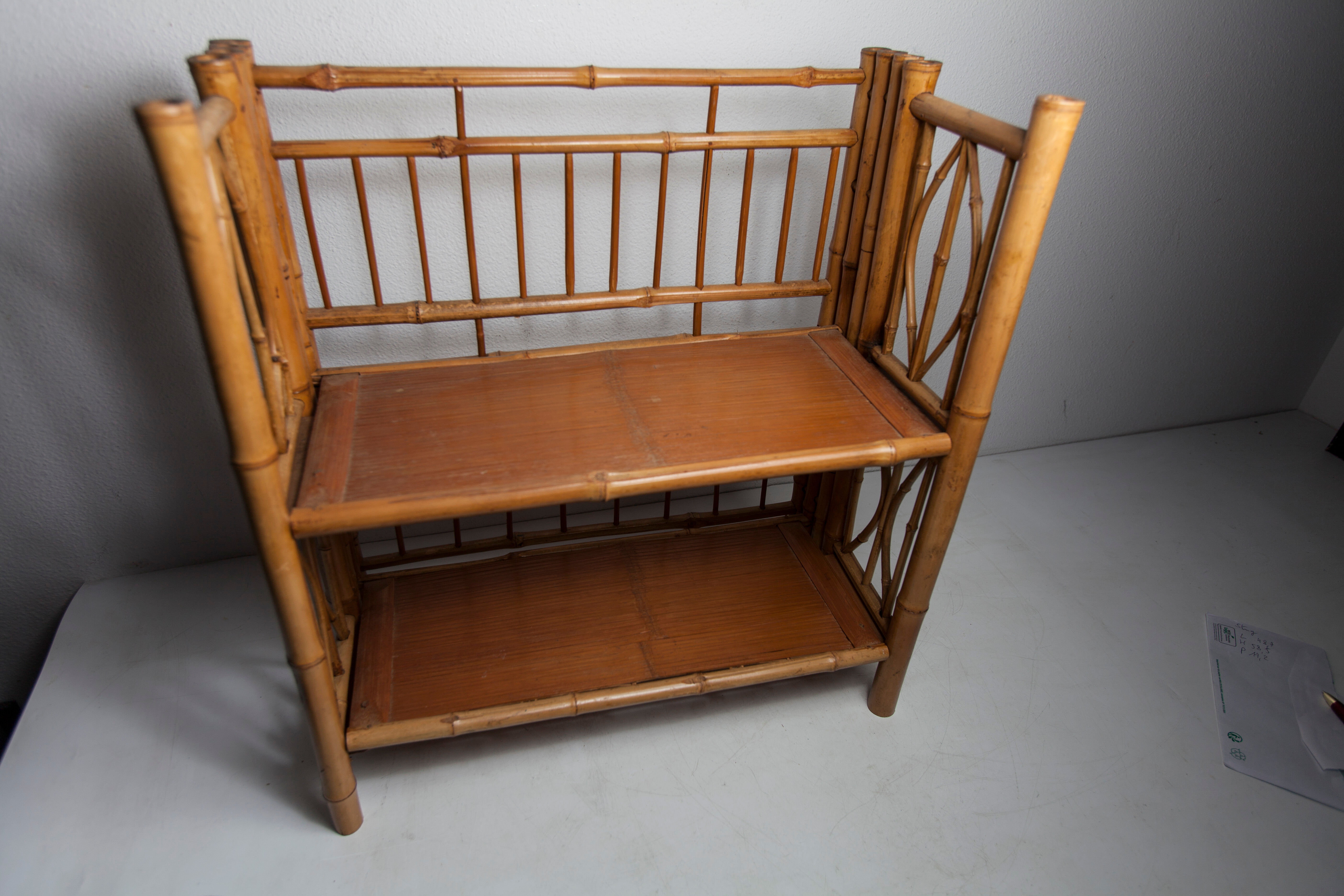 Foldable bamboo wall shelf 1970