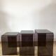 Set of 3 nesting coffee tables in smoked plexi / purple 70s