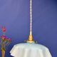 Suspension abat-jour vintage en opaline bleue