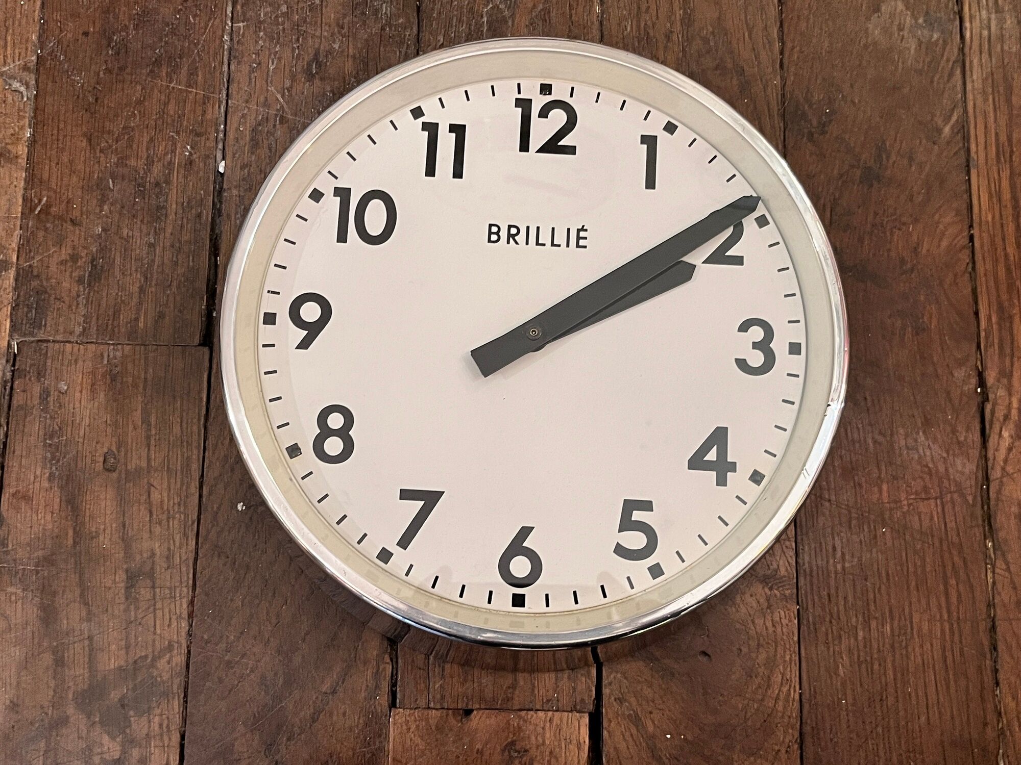 Industrial clock functional brillie alu polished 24 cm station pendulum 1960 ato lepaute